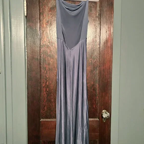 Vintage Victoria's Secret 100% Silk Open Back Gown Deep Blue Small Bridal - Picture 7 of 9